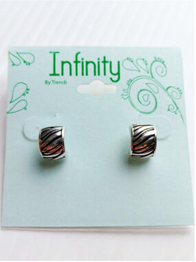 Infinity by Trendi Silver Tone Textured Open Hoop Post Earrings Fashion Jewelry